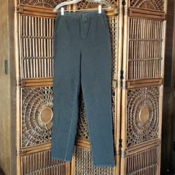 DENIM&CO How Timeless 4-Pocket Pull-On Straight Jeans - Black - Size Medium TALL - Picture 6 of 12